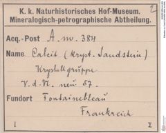 Etiketten zu Calcit (NHMW-MIN-Am384)